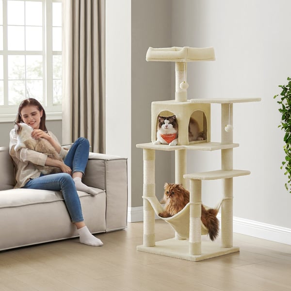 Klatrestativ for katt, 55x45x143 cm, Beige