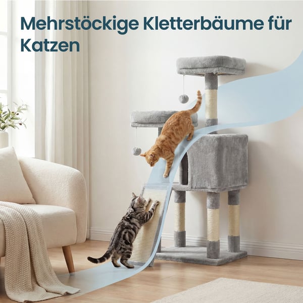 Kattträd, 50x35x115 cm, Ljusgrå