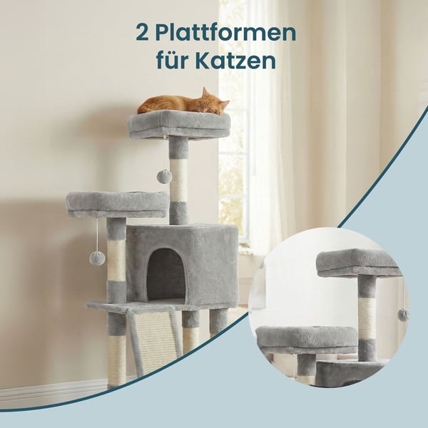 Kattträd, 50x35x115 cm, Ljusgrå