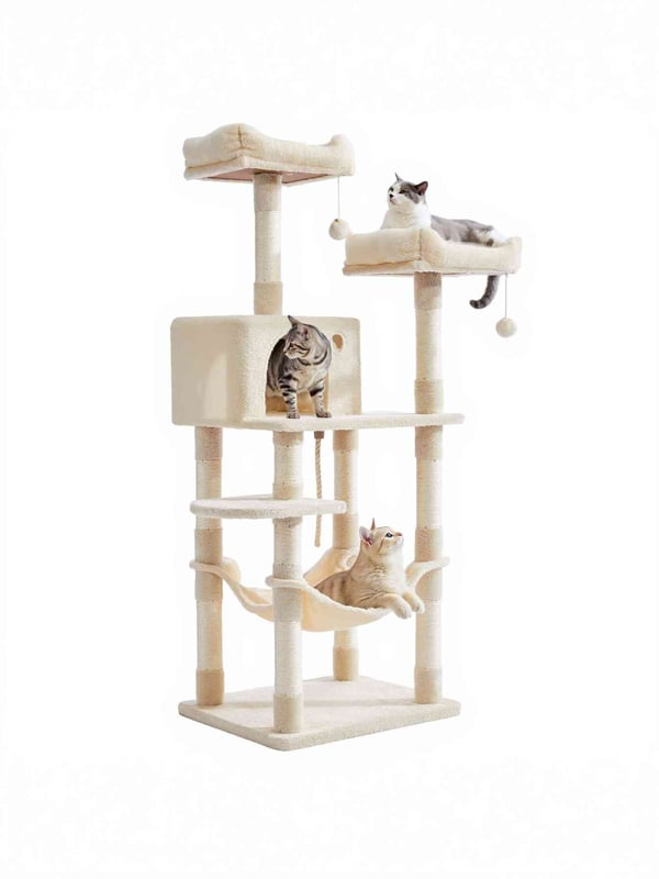 Kattetræ, 55x45x143 cm, Beige