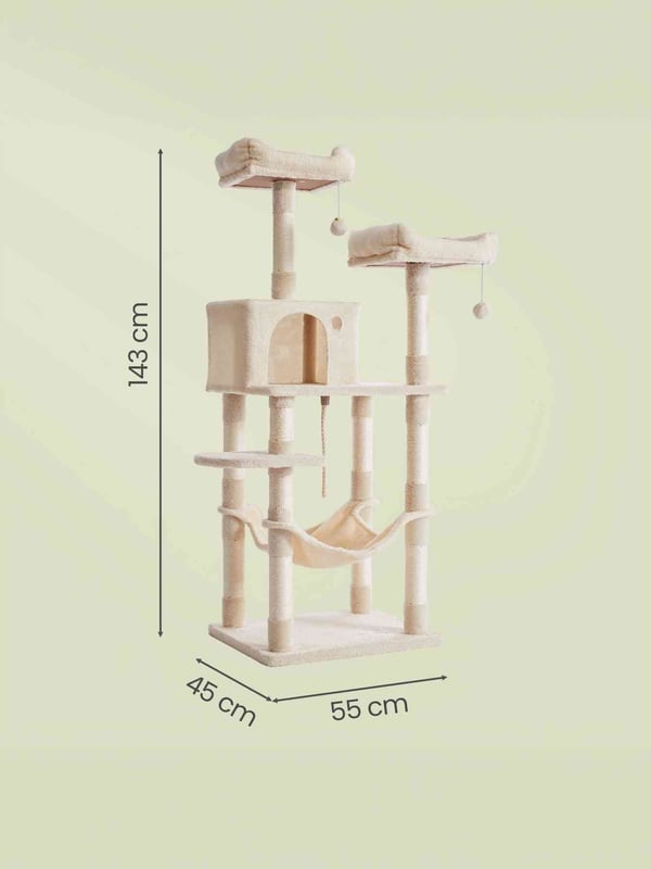 Kattetræ, 55x45x143 cm, Beige