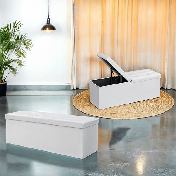 Fällbar Ottoman, 38x110x38 cm, Vit