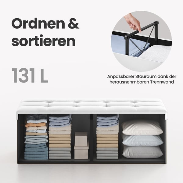Fällbar Ottoman, 38x110x38 cm, Vit