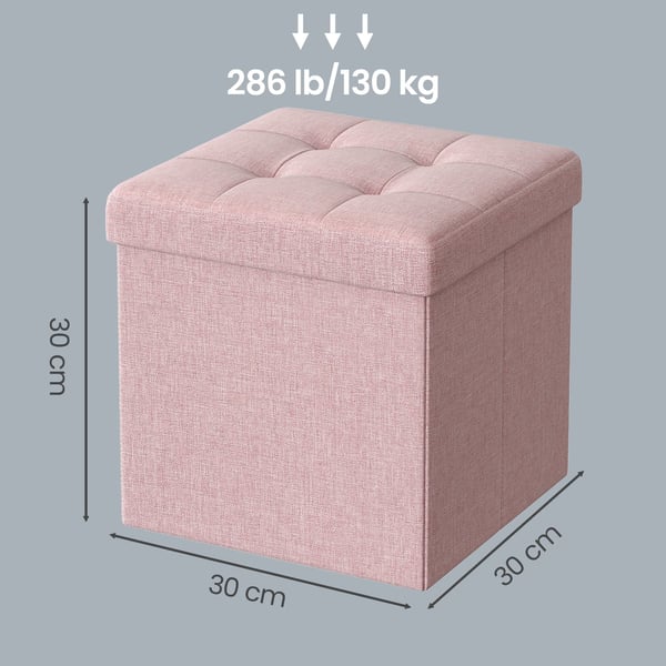 Förvaringspuff, 30x30x30 cm, Rosa