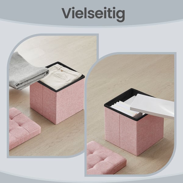Förvaringspuff, 30x30x30 cm, Rosa