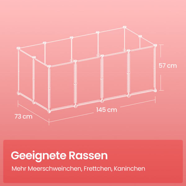 Indhegning til smådyr, 125x63x42 cm, hvid