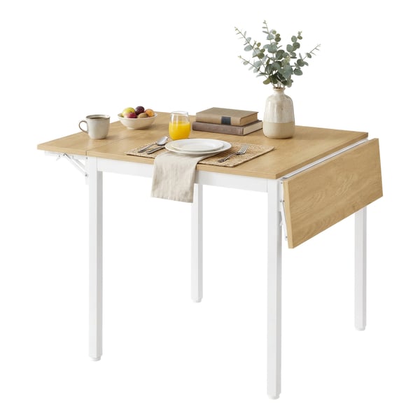 Spisebord, sammenleggbart kjøkkenbord, 78x120x76,2 cm, lysebrunt hvitt
