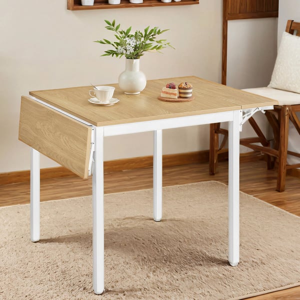Spisebord, sammenleggbart kjøkkenbord, 78x120x76,2 cm, lysebrunt hvitt