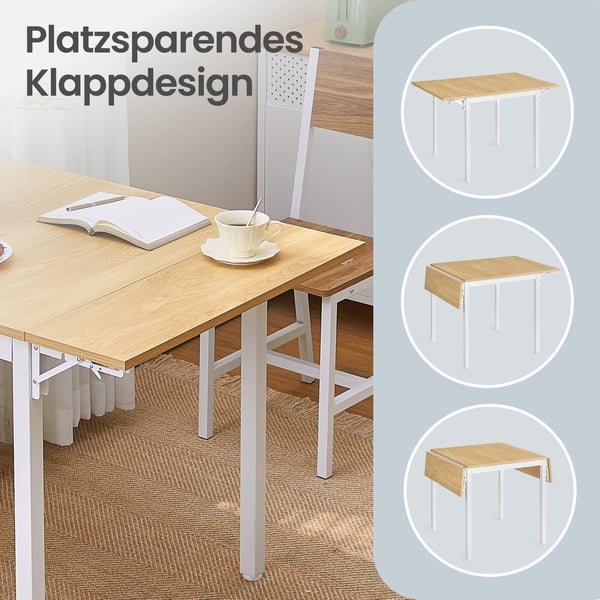 Spisebord, sammenleggbart kjøkkenbord, 78x120x76,2 cm, lysebrunt hvitt