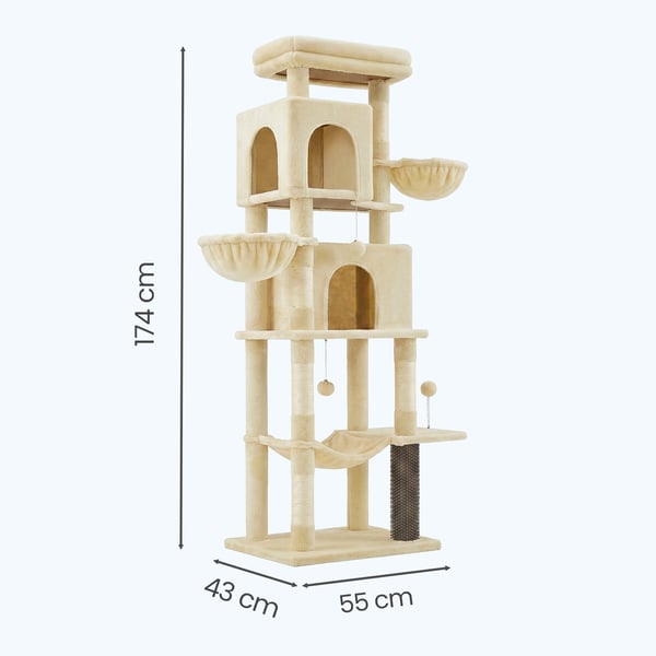 Kattetræ, 57x45x175 cm, Sandbeige