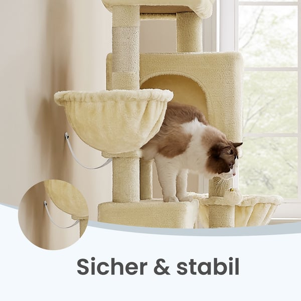 Kattetræ, 57x45x175 cm, Sandbeige