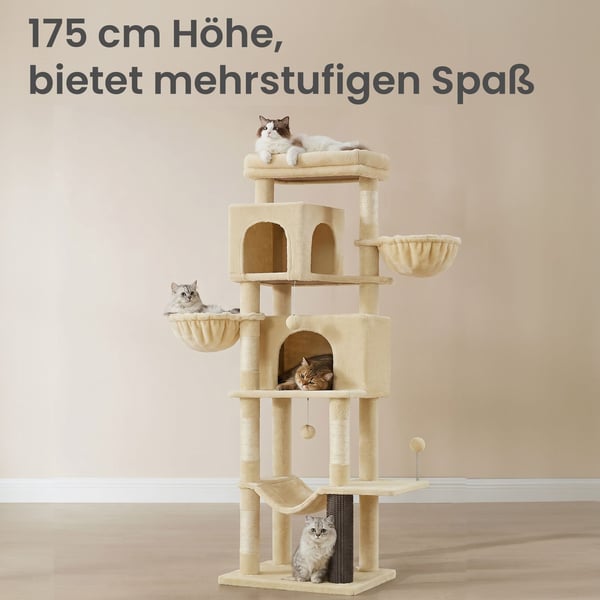 Kattetræ, 57x45x175 cm, Sandbeige