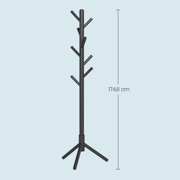 Klädhängare, Massivt Trä Träddesign, 47x47x175 cm, Svart