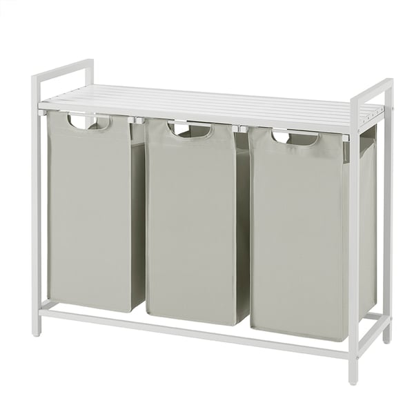 Tvättkorg, 4 fack, 92,5x33x72 cm, vit
