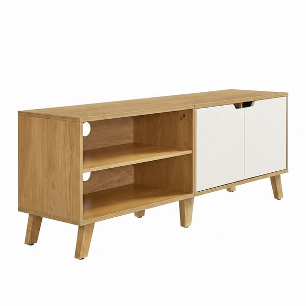 TV-skab, 140x40x50 cm, Naturlig Eg Cremehvid TV-skab, 140x40x50 cm, Naturlig Eg Cremehvid