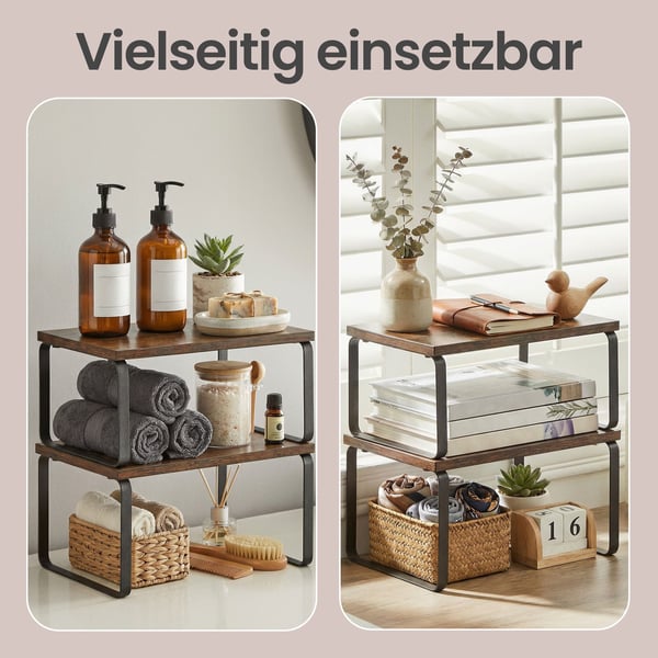 Krydderihylde, 2-dele Sæt Køkkenorganisator, 19,5x29,7x15,8 cm og 18,5x29,7x13,7 cm, Sort