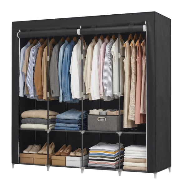 Tøygarderobe, 45x170x167 cm, svart