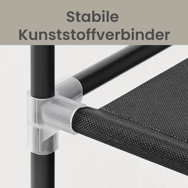 Tøygarderobe, 45x170x167 cm, svart
