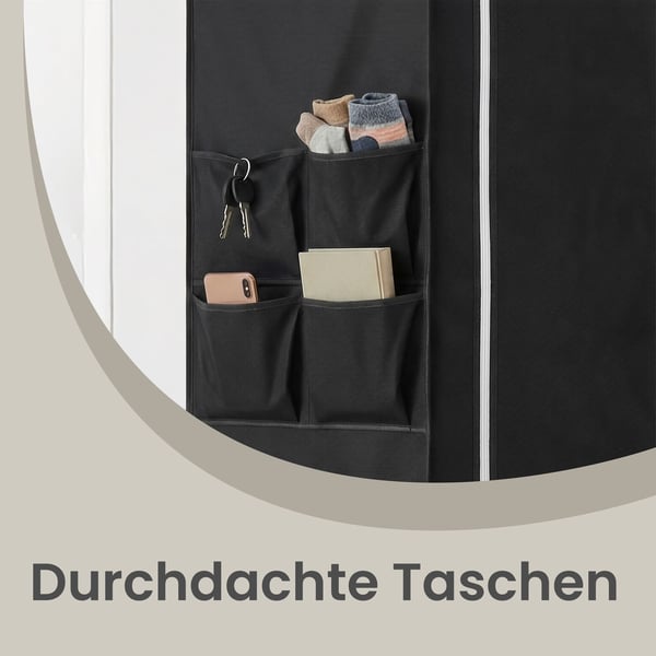 Tøygarderobe, 45x170x167 cm, svart