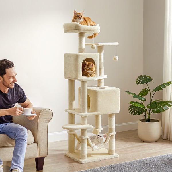 Kattetræ, 49x40x155 cm, Beige