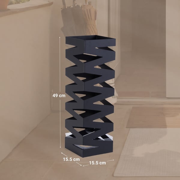 Sateenvarjoteline, Metalli, 15.5x15.5x49 cm, Musta