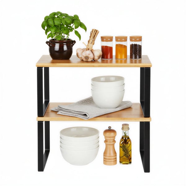 Kryddhylla, 4-delars set, 19.5x29.7x15.8 cm, Svart, Beige