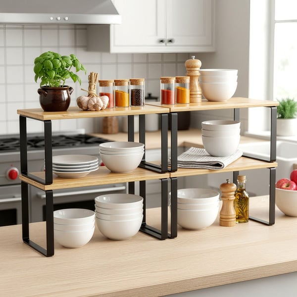 Kryddhylla, 4-delars set, 19.5x29.7x15.8 cm, Svart, Beige