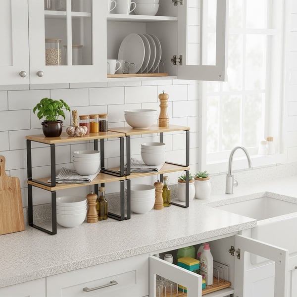 Kryddhylla, 4-delars set, 19.5x29.7x15.8 cm, Svart, Beige