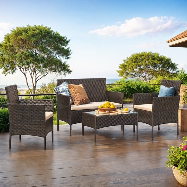 Utemöbler, Loungeset, 54,5x99x81,5 cm, Brun