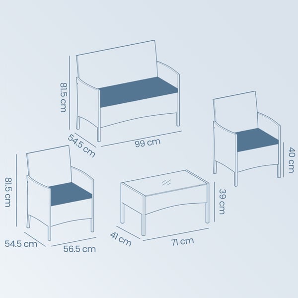 Utemöbler, Loungeset, 54,5x99x81,5 cm, Brun