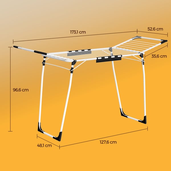 Tørrerack til tøj, 56,5x173x96,5 cm, hvid