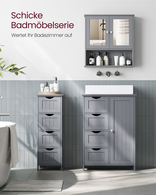 Baderomsskap, 13x56,5x58,5 cm, Grå