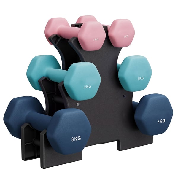 Håndvægt sæt, 2x1 kg 2x2 kg 2x3 kg, Pink