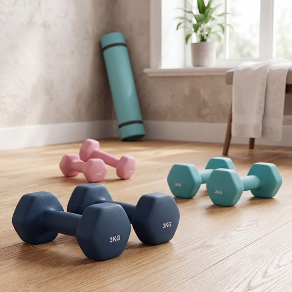 Hantelset, 2x1 kg 2x2 kg 2x3 kg, Rosa