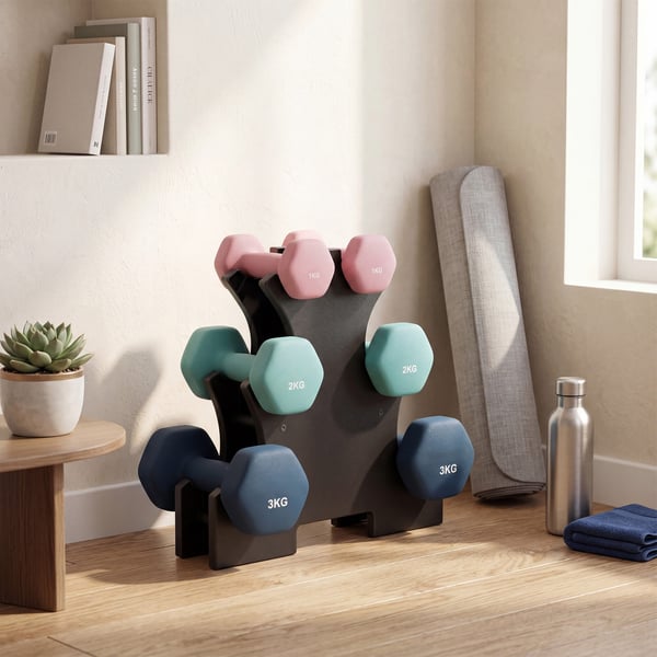 Hantelset, 2x1 kg 2x2 kg 2x3 kg, Rosa