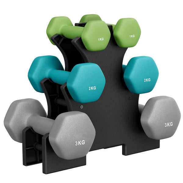 Håndvægtsæt, 2x1 kg 2x2 kg 2x3 kg, Limegrøn