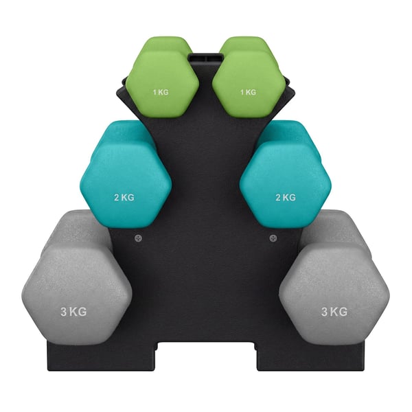 Håndvægtsæt, 2x1 kg 2x2 kg 2x3 kg, Limegrøn