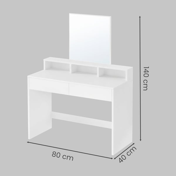 Sminkbord, 40x80x140 cm, vit