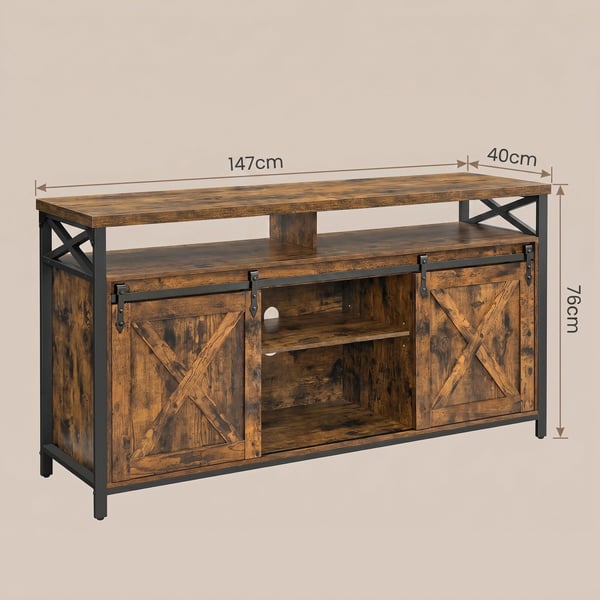 TV-benk, 40x147x76 cm, Brun Svart