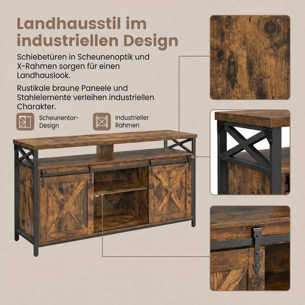 TV-benk, 40x147x76 cm, Brun Svart