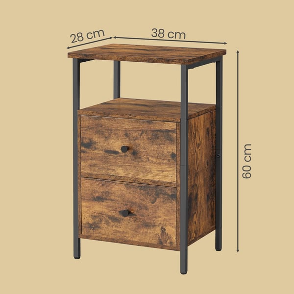 Sängbord, 38x28x60 cm, brun svart