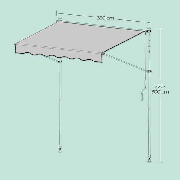 Klemme-markise, 400x120 cm, Antrasitt