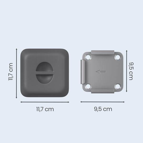 Gulvmontering for side markisestolper, metallplate med plastdeksel, 9,5x9,5x1,3 cm, grå
