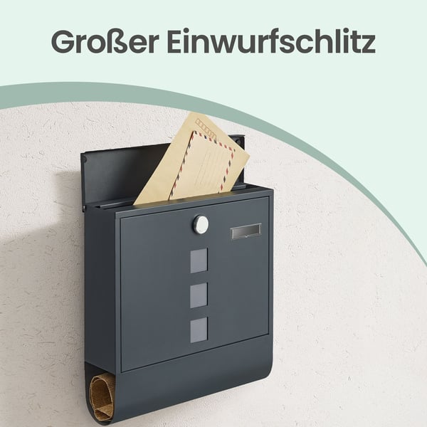 Postkasse, 11x37x37 cm, Antrasitt
