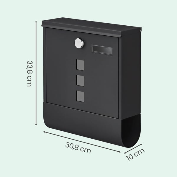 Brevinkast, 10x30,8x33,8 cm, Svart