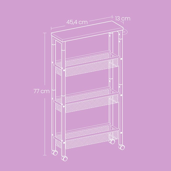 Rullebord, 13x45,4x77 cm, Brun Sort