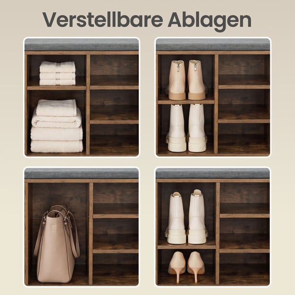 Skobänk, 30x104x48 cm, Vitgrå