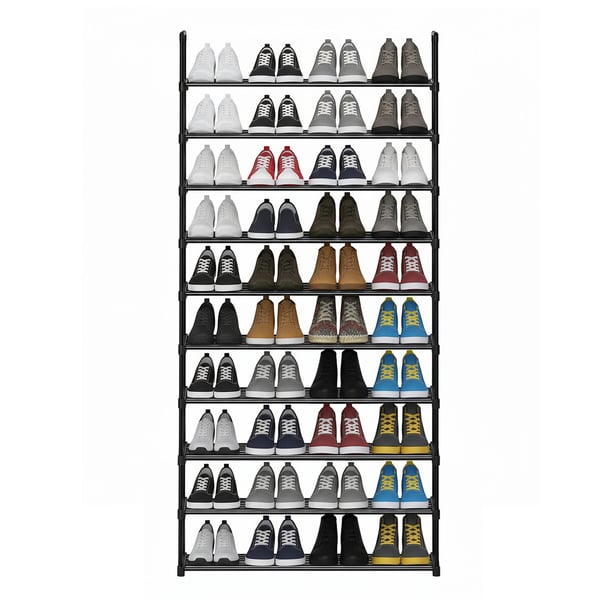 Skohylle, 30x92x194 cm, Svart
