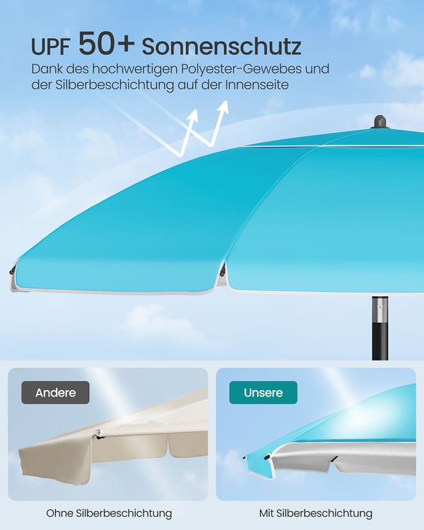 Strandparasol, 160 cm, Blå
