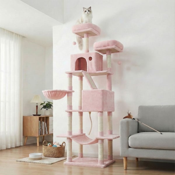 Katt-träd, 60x50x206 cm, Rosa